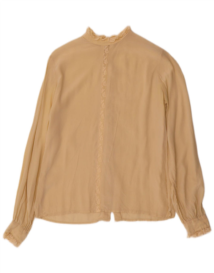 Vintage ženska košulja bluza UK 12 Srednje bež