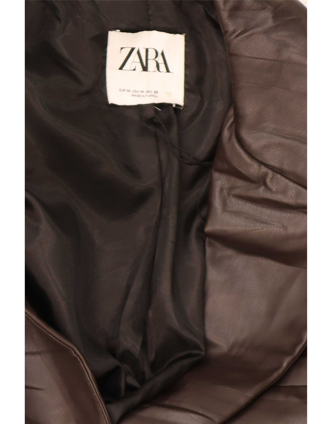 Zara ženska jakna od umjetne kože s jednim gumbom UK 14 srednje smeđa