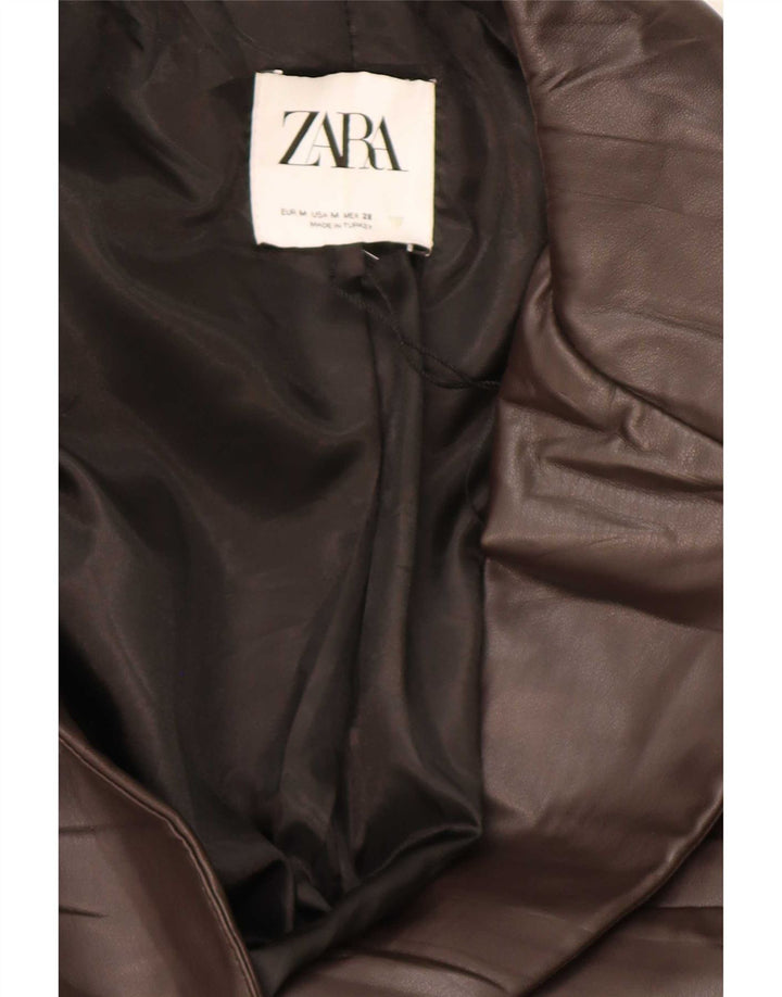 Zara ženska jakna od umjetne kože s jednim gumbom UK 14 srednje smeđa