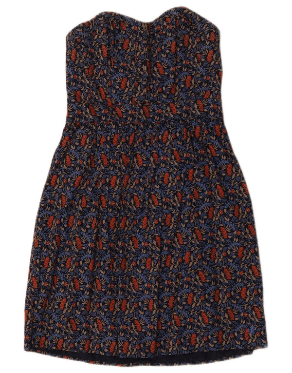 Jack Wills ženska haljina bez naramenica UK 10 Mala tamnoplava cvjetna pamuk