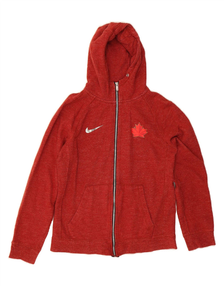 NIKE Mens Canada Zip Hoodie Sweater Small Red Cotton Vintage Nike and Second-Hand Nike from Messina Hembry 