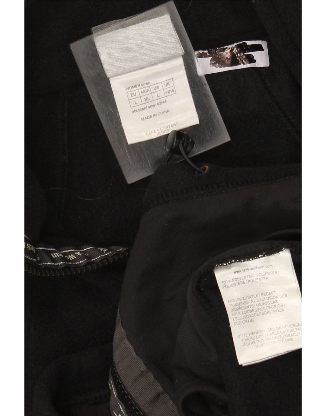 Jack Wolfskin ženska jakna od flisa s podstavom UK 16 veliki crni poliester