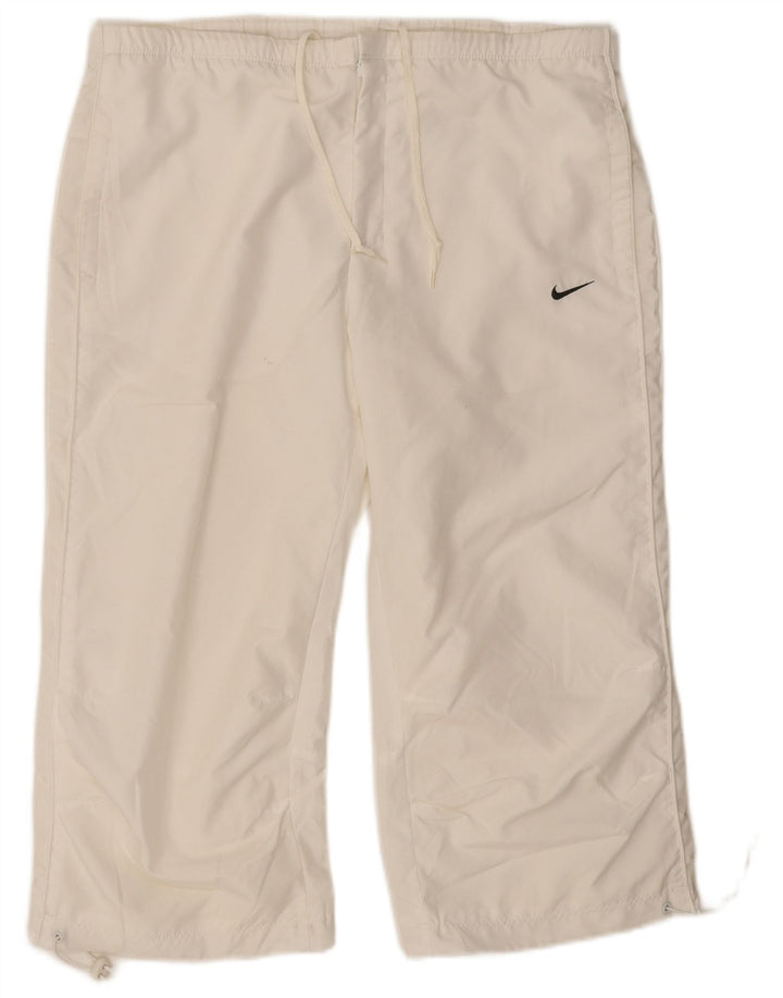 Nike Ženske Capri Trenirke Hlače UK 14/16 Veliki bijeli poliester