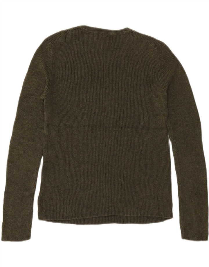 EDDIE BAUER Ženski džemper s okruglim izrezom UK 10 Mali kaki pamuk