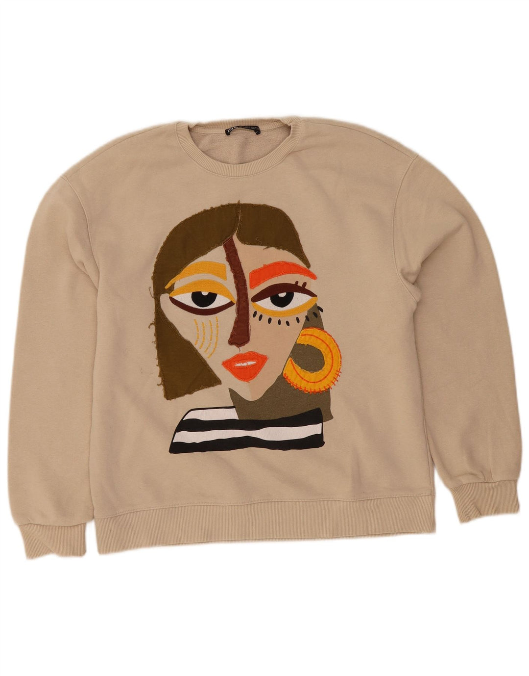 Zara ženski džemper s grafičkim motivima UK 10 Small Beige