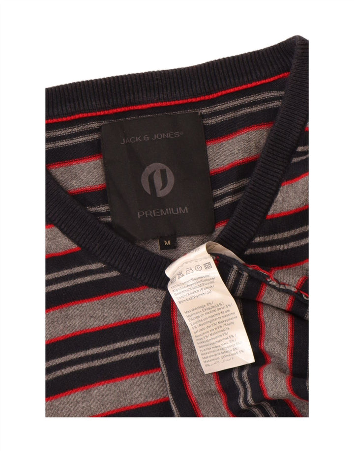 Jack & Jones muški džemper s V-izrezom, pamuk srednje sive pruge