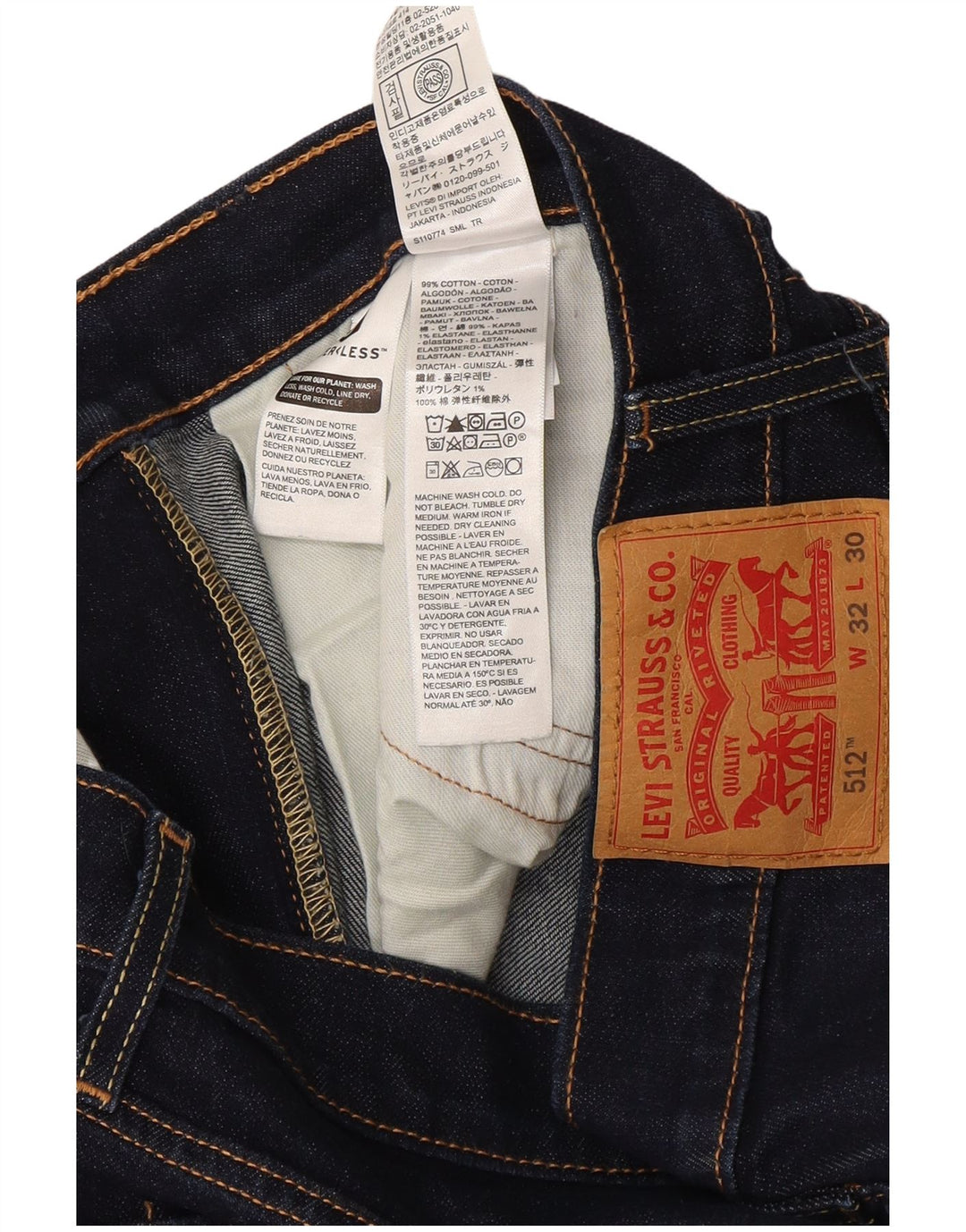 Levi's muške 512 uske sužene traperice W32 L30 tamnoplavi pamuk