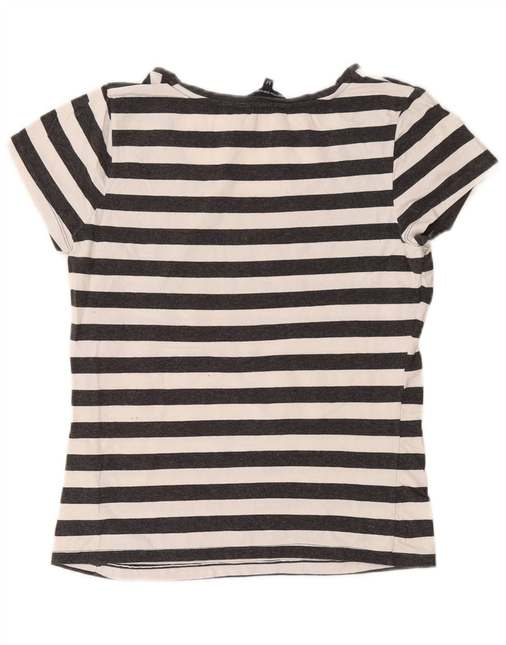 FRENCH CONNECTION Ženska majica kratkih rukava UK 12 Srednje sivi pamuk na pruge