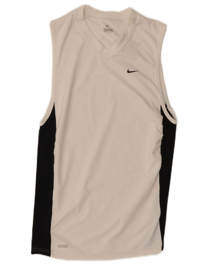 Nike Dri Fit Vest Top Large White Colourblock Poliester