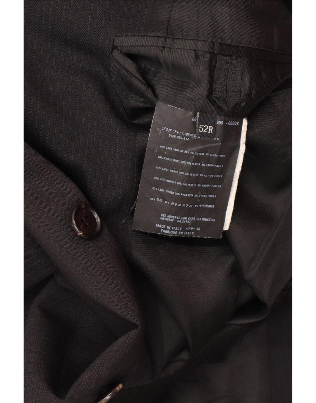 PRADA muško dvodijelno odijelo s 3 gumba IT 52 XL W34 L30 crno klasično