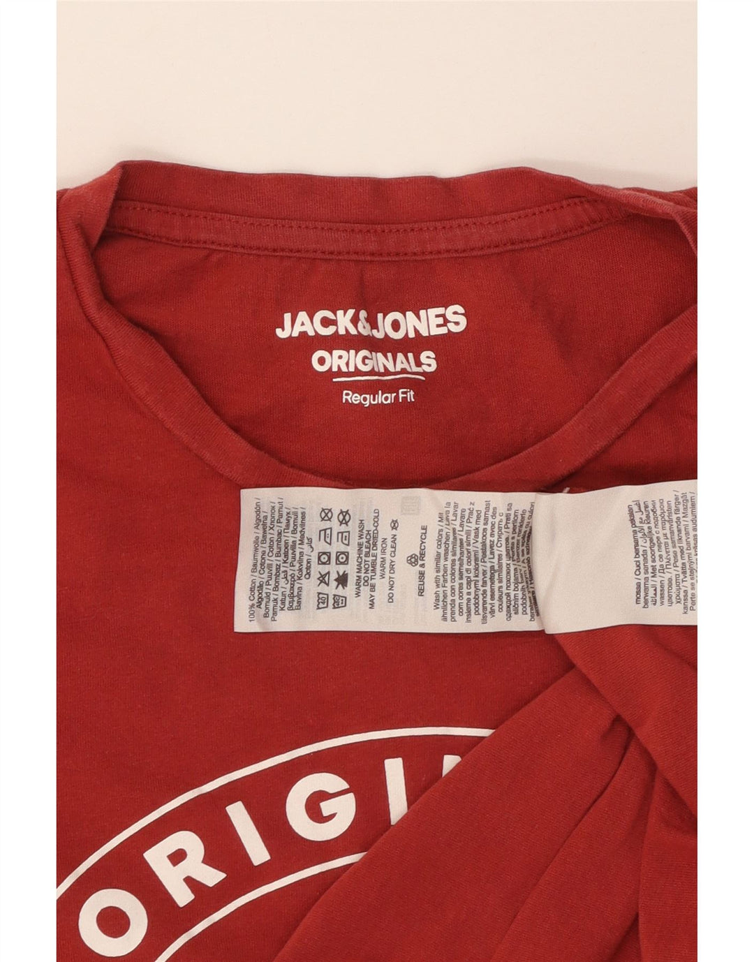 JACK & JONES Muška majica kratkih rukava standardnog kroja, srednji crveni pamuk