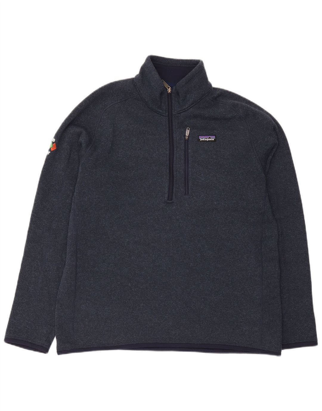 Patagonia muška majica s izrezom s patentnim zatvaračem Veliki tamnoplavi poliester
