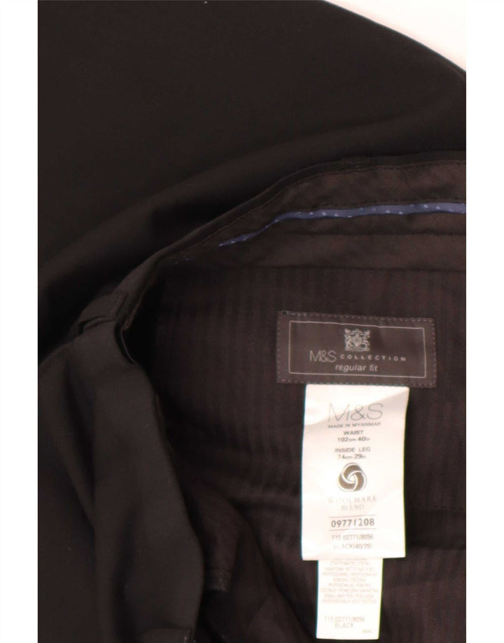 Marks & Spencer muške hlače standardnog kroja W40 L29 crna vuna