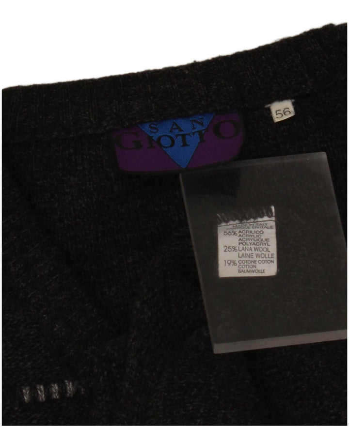 VINTAGE muški džemper s V-izrezom IT 56 XL sivi akril