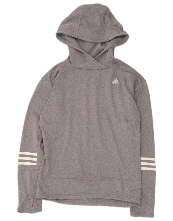 Adidas veliki ženski džemper s kapuljačom UK 4/6 XS sivi poliester