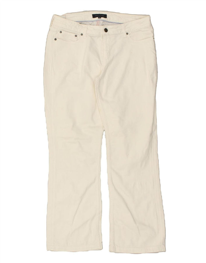 TOMMY HILFIGER Womens Bootcut Casual Trousers W32 L30 White Cotton | Vintage Tommy Hilfiger | Thrift | Second-Hand Tommy Hilfiger | Used Clothing | Messina Hembry 