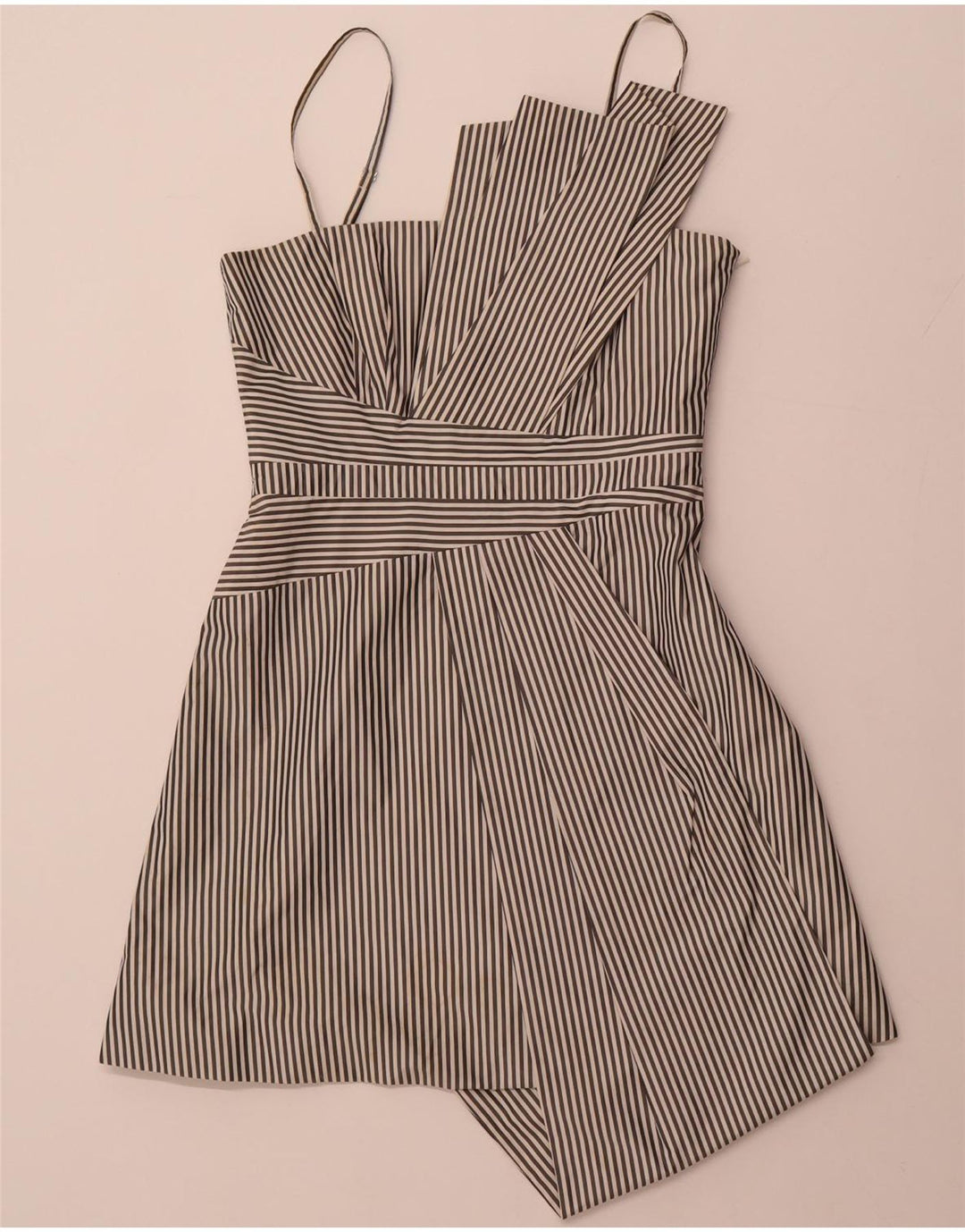 KAREN MILLEN Ženska asimetrična haljina A-kroja UK 12 srednje crna na pruge