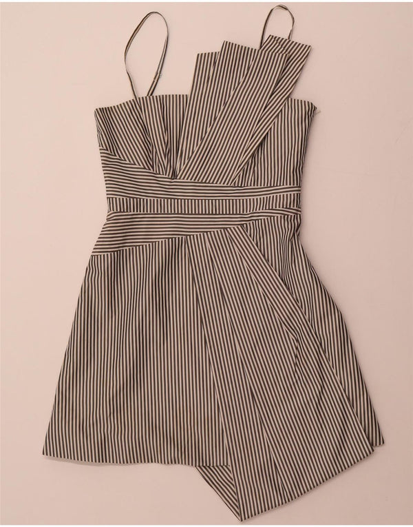 KAREN MILLEN Ženska asimetrična haljina A-kroja UK 12 srednje crna na pruge