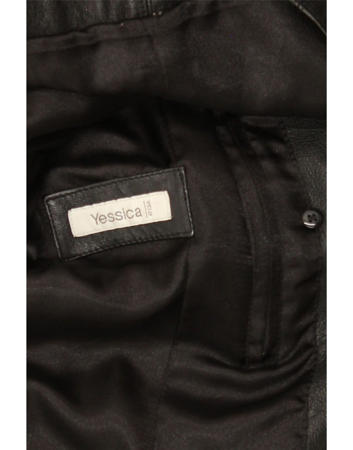 YESSICA Womens Double Breasted Leather Jacket EU 44 XL Black Leather Vintage Yessica and Second-Hand Yessica from Messina Hembry 