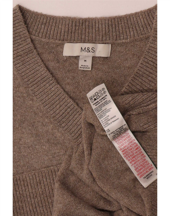 Marks & Spencer ženski džemper s V-izrezom UK 14 srednje sivi poliester