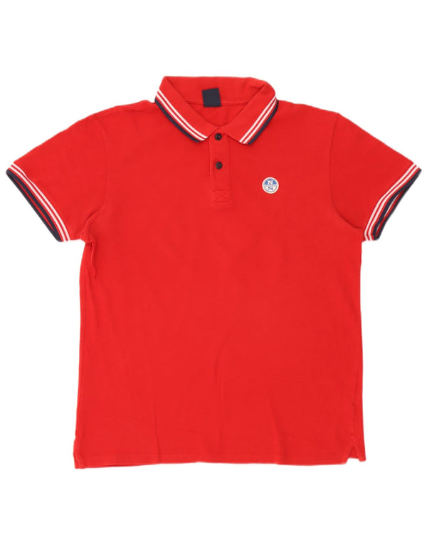 North Sails Mens Polo Shirt Large Red Striped Cotton