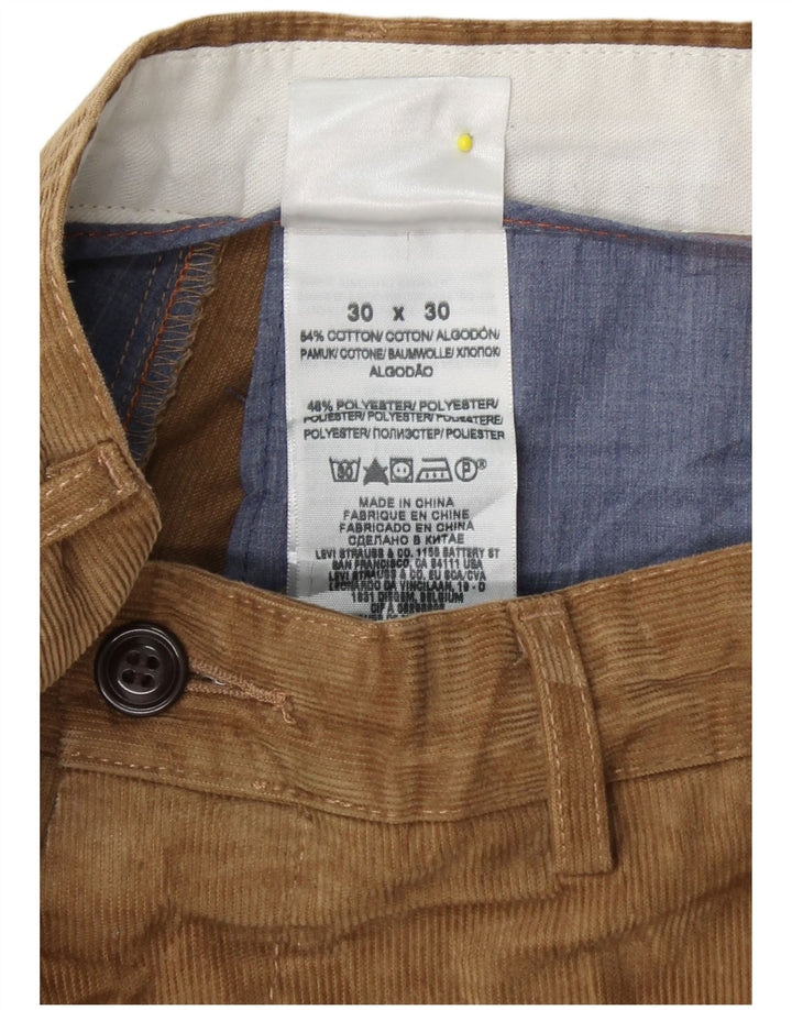 DOCKERS Muške ravne hlače od samta W30 L30 Bež pamuk