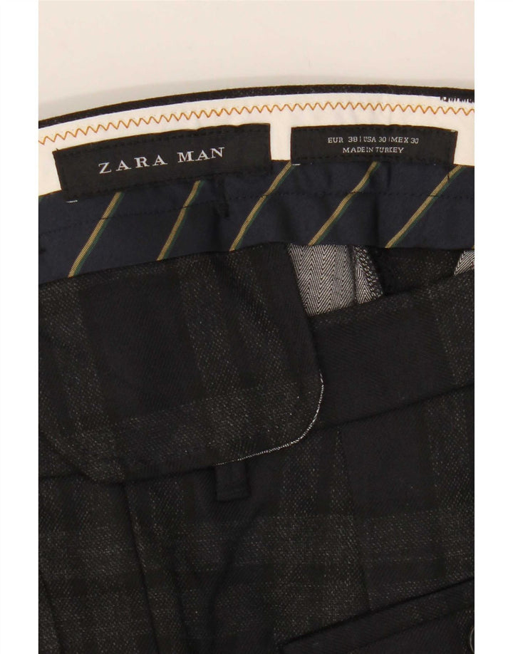 Zara muške uske skraćene hlače EU 38 male W30 L25 sivi karirani poliester