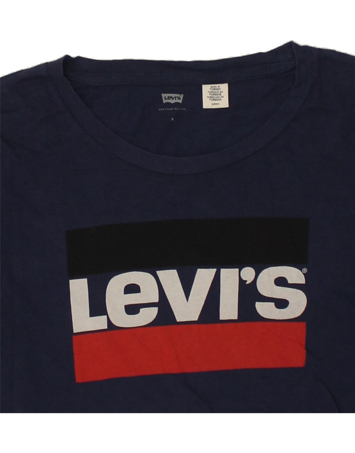 LEVI'S Womens Graphic T-Shirt Top UK 10 Small Navy Blue | Vintage Levi's | Thrift | Second-Hand Levi's | Used Clothing | Messina Hembry 