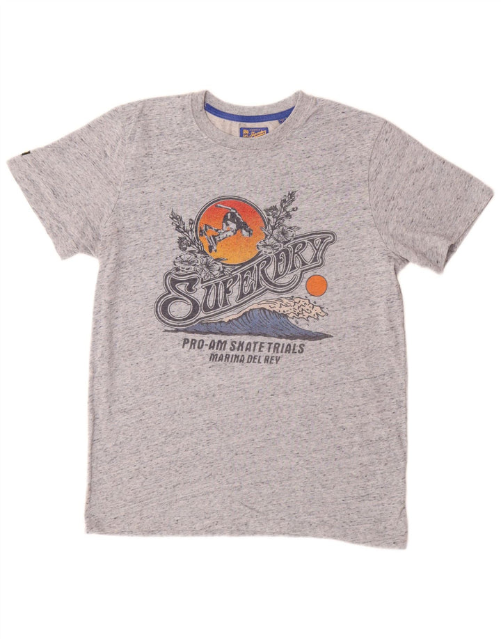 SUPERDRY muška grafička majica kratkih rukava, srednje sivi flekasti pamuk