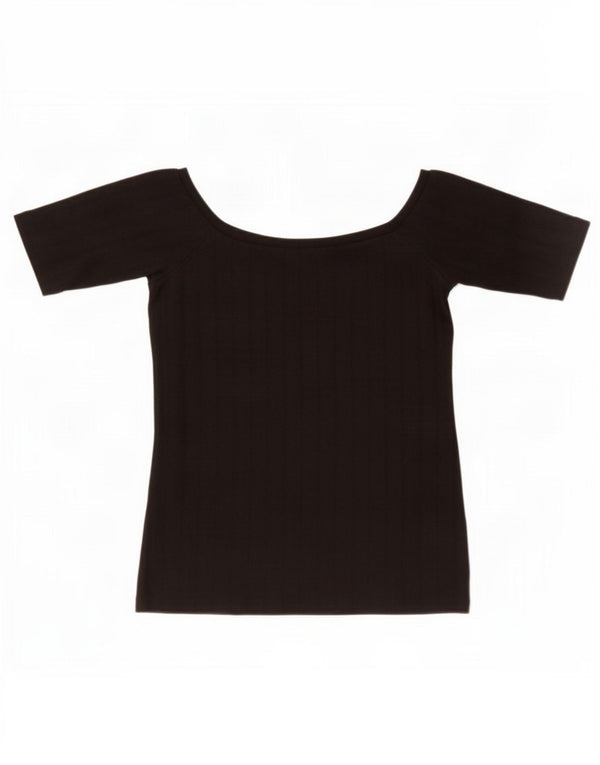 Zara Womens Crop Blouse Top UK 8 Small Black