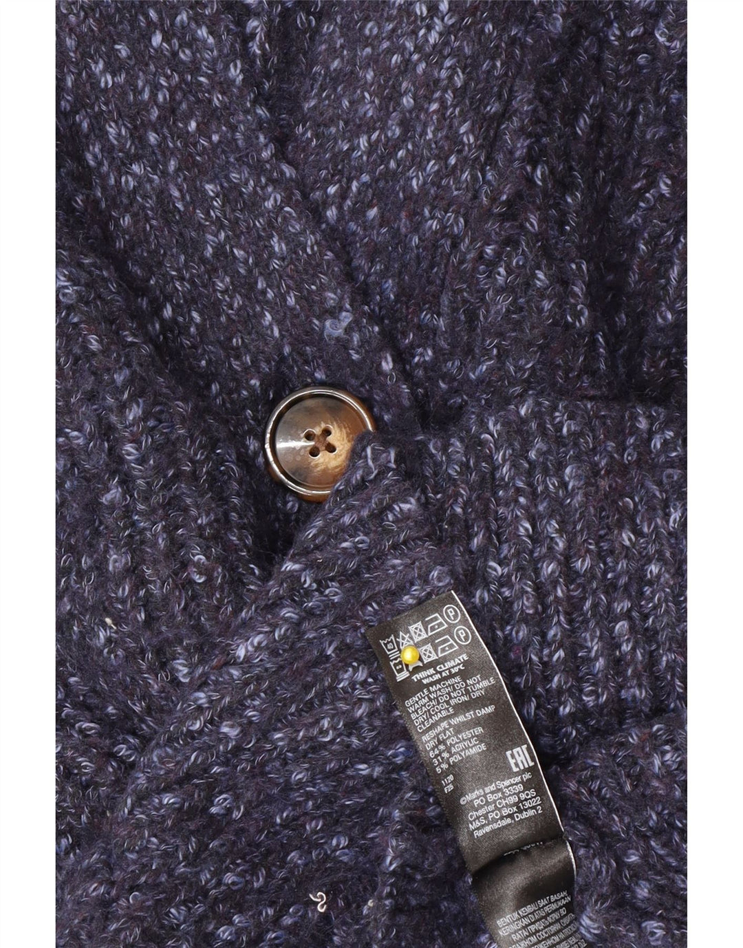 Marks & Spencer ženski prekomjerni džemper UK 14 srednje plave fleke
