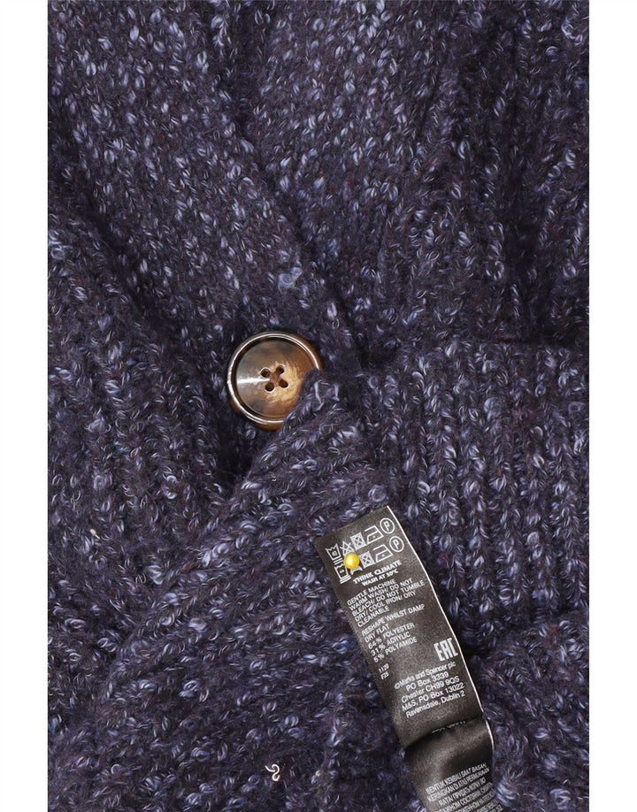 Marks & Spencer ženski prekomjerni džemper UK 14 srednje plave fleke