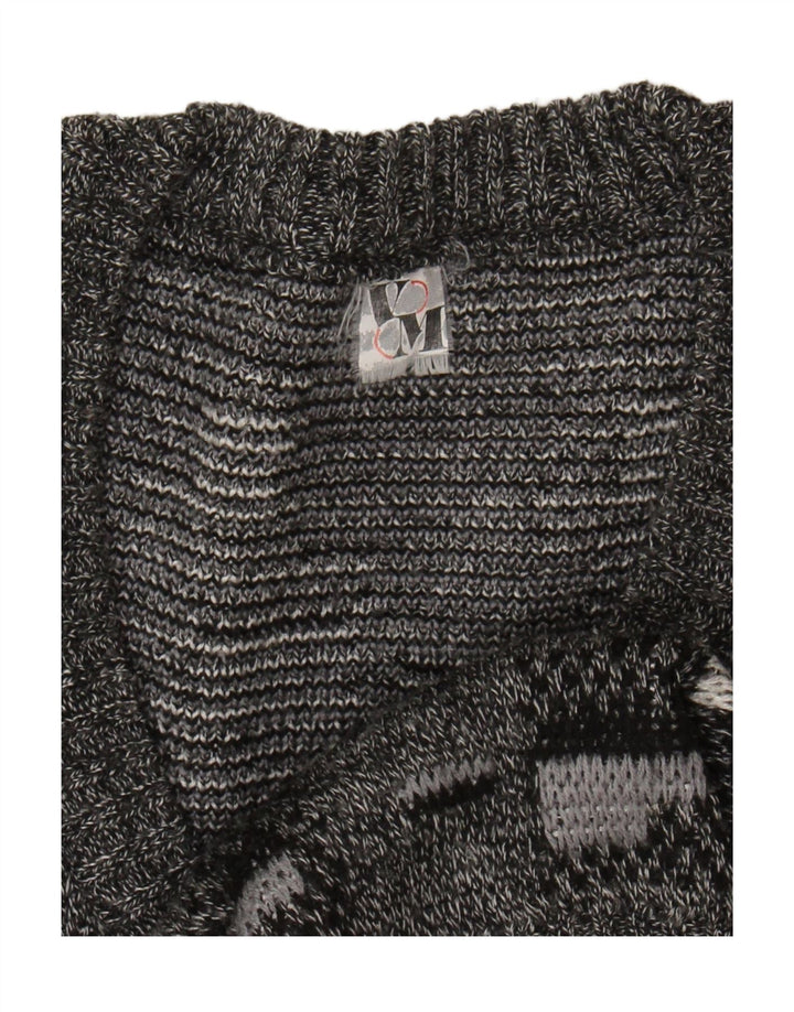 VINTAGE Mens V-Neck Jumper Sweater Large Grey Geometric Polyacrylic Vintage Vintage and Second-Hand Vintage from Messina Hembry 