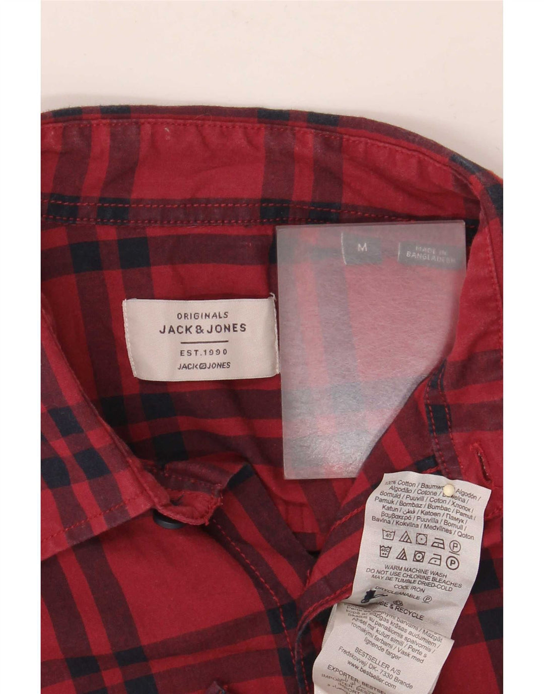 Jack & Jones muška košulja kratkih rukava Srednje crveno karirani pamuk