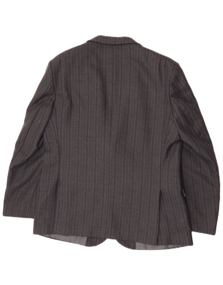 Vintage muški sako sa 2 gumba UK 44 2XL sivi prugasti terilenski