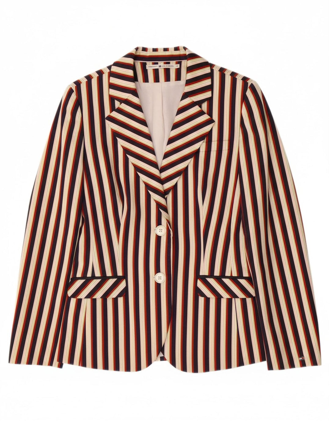 TOMMY HILFIGER Womens Blazer Jacket US 10 Large Multicoloured Striped