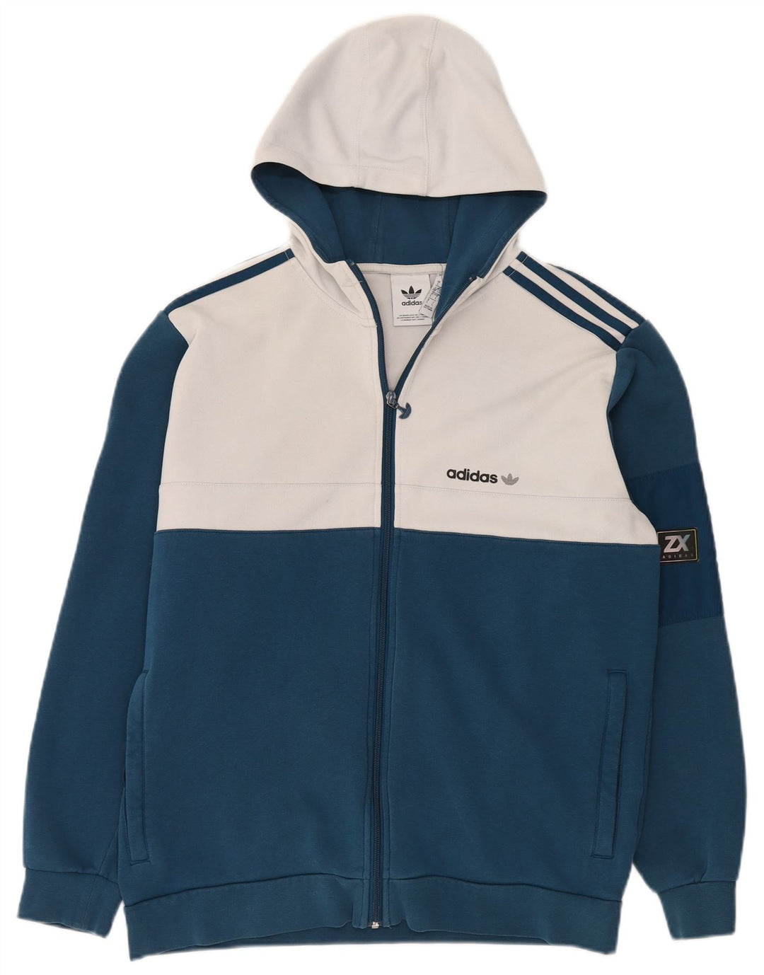Adidas muški pulover s kapuljačom na patentni zatvarač veliki plavi poliester