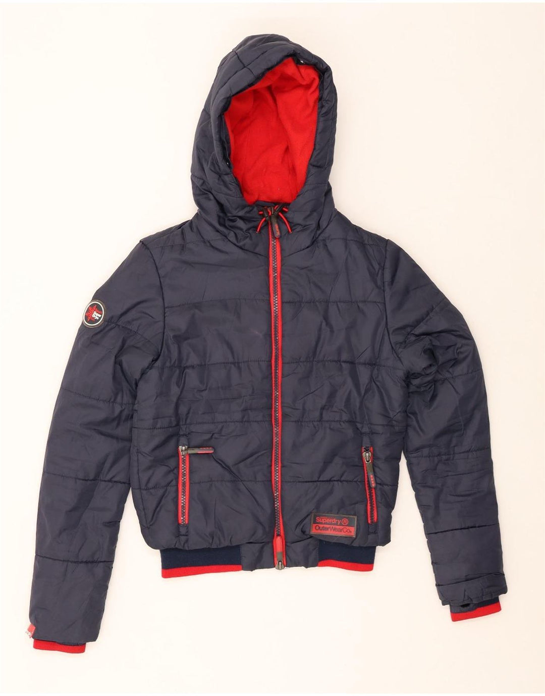 SUPERDRY Muška podstavljena jakna s kapuljačom UK 36 Mala tamnoplava poliesterska