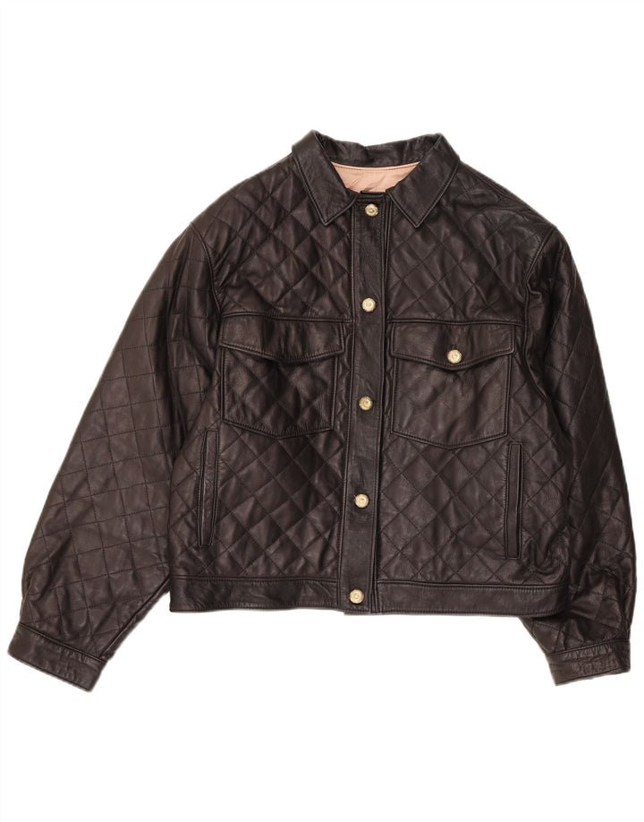 Vintage ženska kožna jakna UK 14 srednje crna koža