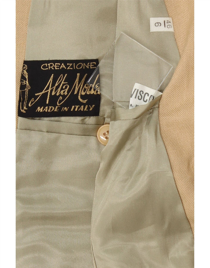 ALTA MODA Womens Double Breasted Blazer Jacket IT 46 Large Beige Viscose Vintage Alta Moda and Second-Hand Alta Moda from Messina Hembry 
