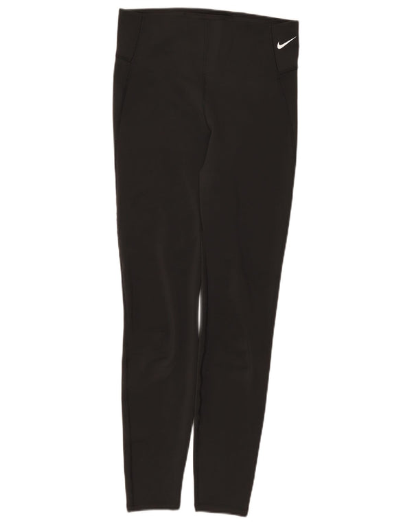 Nike Ženske Dri Fit Leggings UK 12 Srednje crni poliester