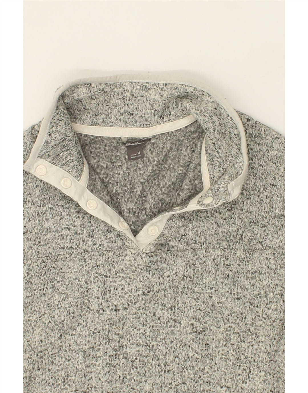 EDDIE BAUER Womens Zip Fleece Jumper UK 14 Medium Grey Flecked Polyester Vintage Eddie Bauer and Second-Hand Eddie Bauer from Messina Hembry 