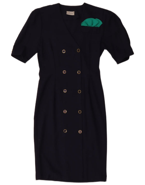 VINTAGE ženska plašt haljina s dvorednim kopčanjem US 10 Large tamnoplava