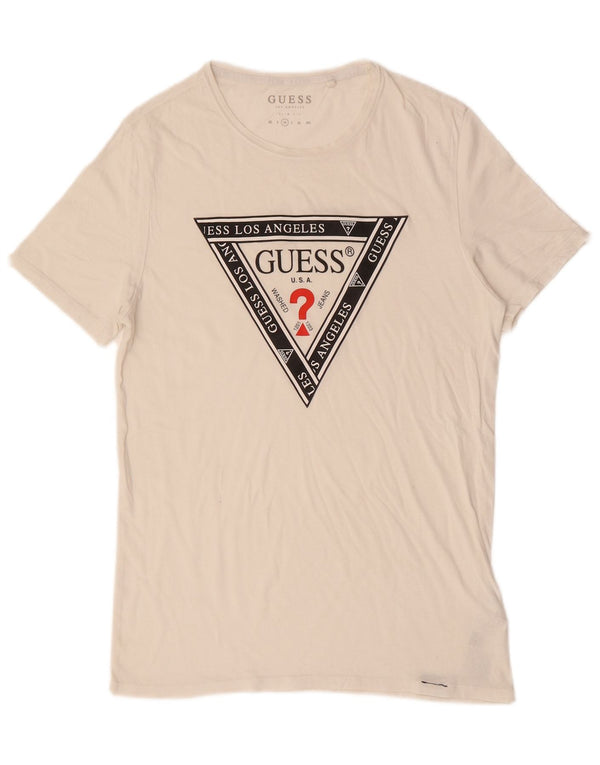 GUESS Muška majica kratkih rukava Slim Fit Graphic T-Shirt srednje boje od bijelog pamuka