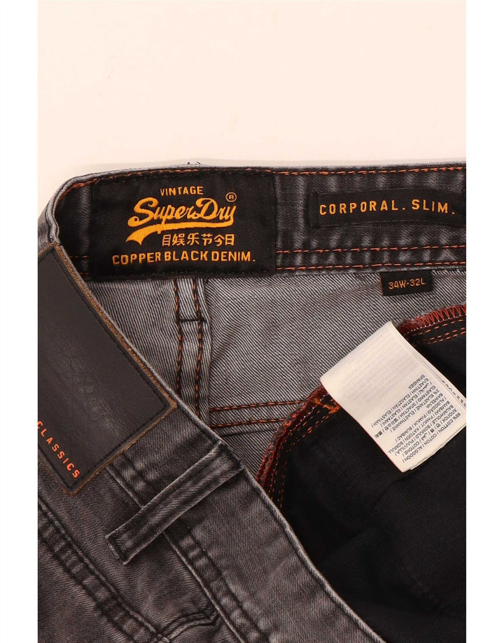 Superdry Mens Corporal Slim Jeans W34 L32 Sivi pamuk
