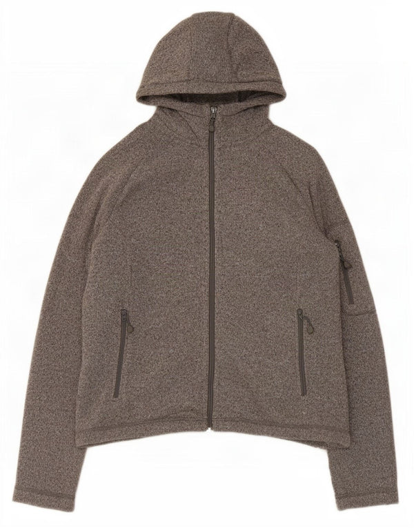 Jack Wolfskin ženski pulover s kapuljačom na patentni zatvarač UK 18/20 XL sivi flekasti poliester
