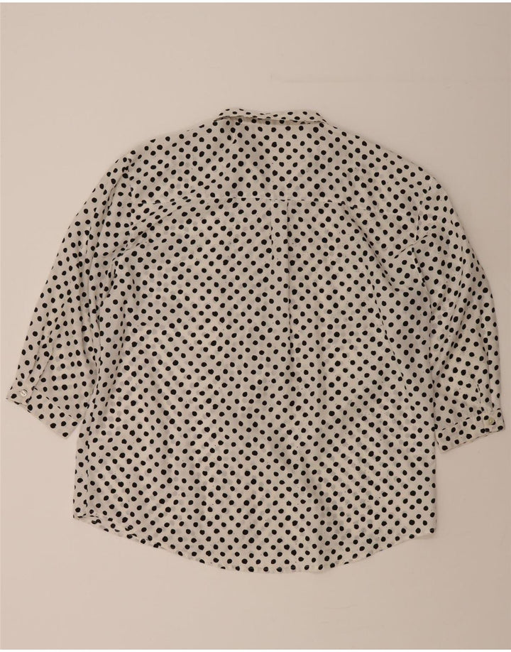 VINTAGE Womens See Through Shirt Blouse UK 14  Medium White Polka Dot Vintage Vintage and Second-Hand Vintage from Messina Hembry 