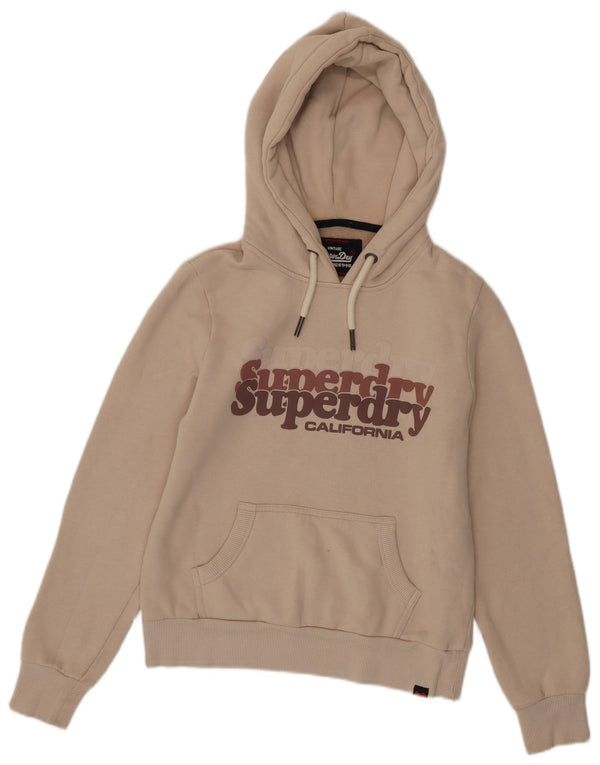 SUPERDRY Ženska majica s kapuljačom s kapuljačom UK 8 Mala, bež pamuk