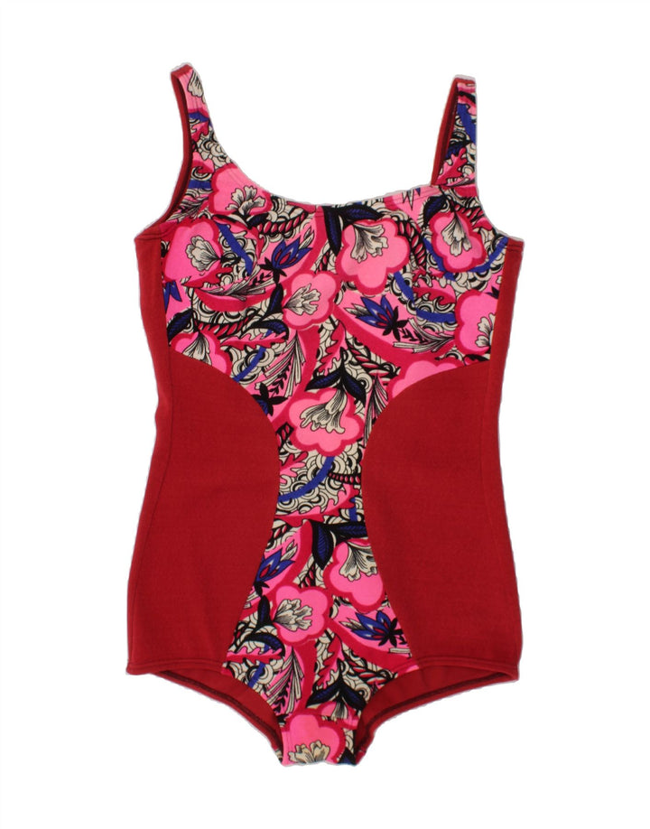 VINTAGE Womens Swimwear EU 40 Medium Red Floral Vintage Vintage and Second-Hand Vintage from Messina Hembry 