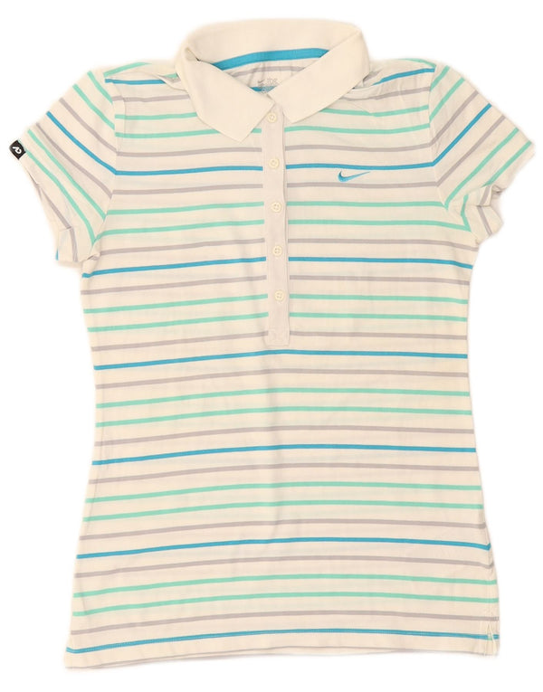 Nike ženska polo majica UK 8/10 mala pamuk na bijele pruge
